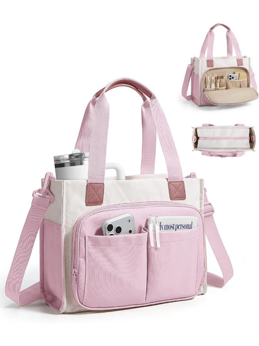 Stylish Canvas Tote Bag for Women - Small Zipper Work Bag, Perfect for Everyday